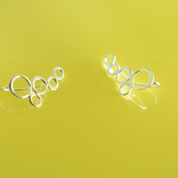 Sterling Silver Bubble Ear Climbers - Picture 1 of 4